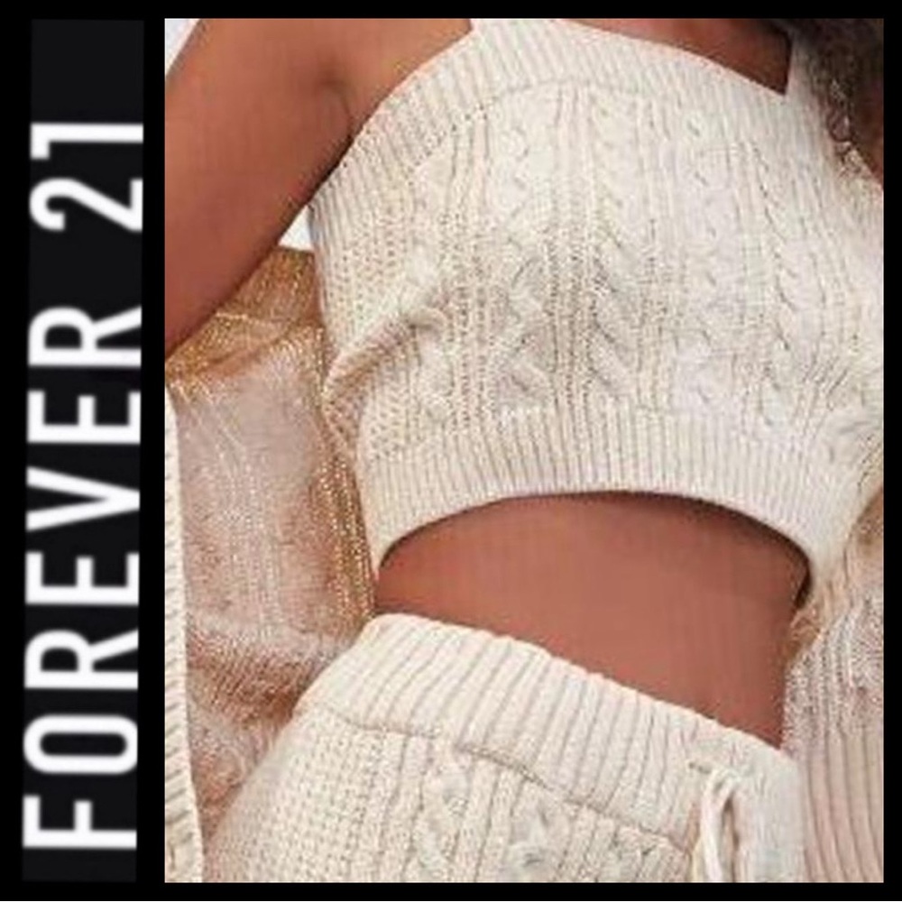 F21 Cable Sweater Knit Crop Top